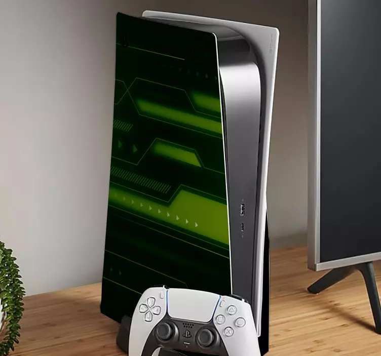 Adesivo ps5 padrões de tecnologia verde - TenStickers