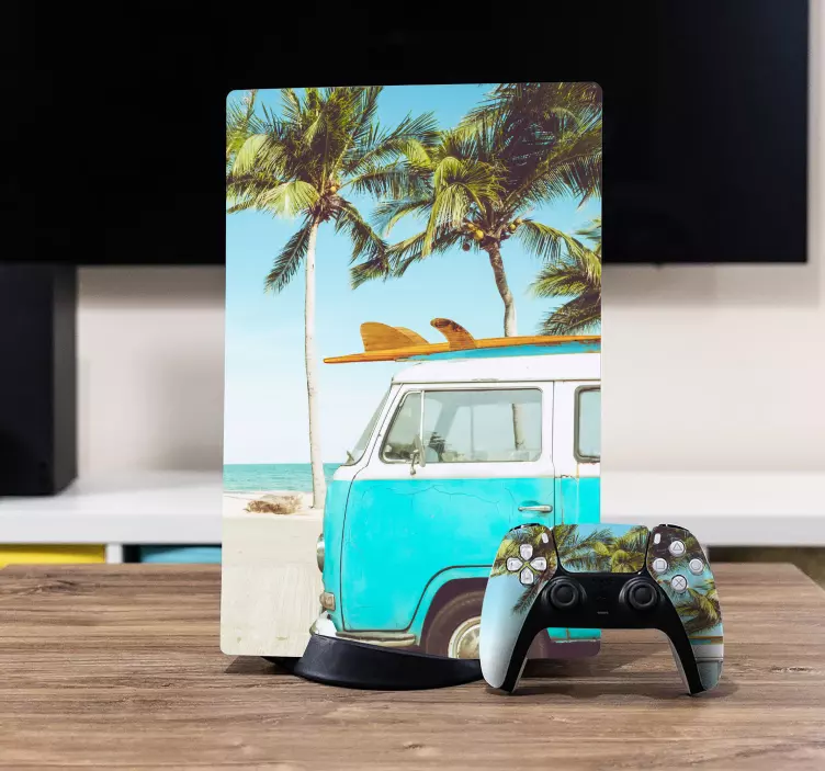 Adesivo ps5 van de surf tropical - TenStickers
