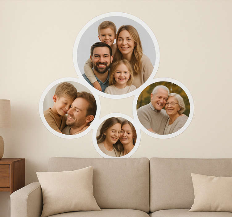 Adesivo sala de estar fotos personalizadas redondas - TenStickers