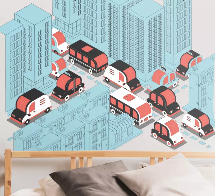 Adesivo veículo ilustração de cena de trânsito - TenStickers