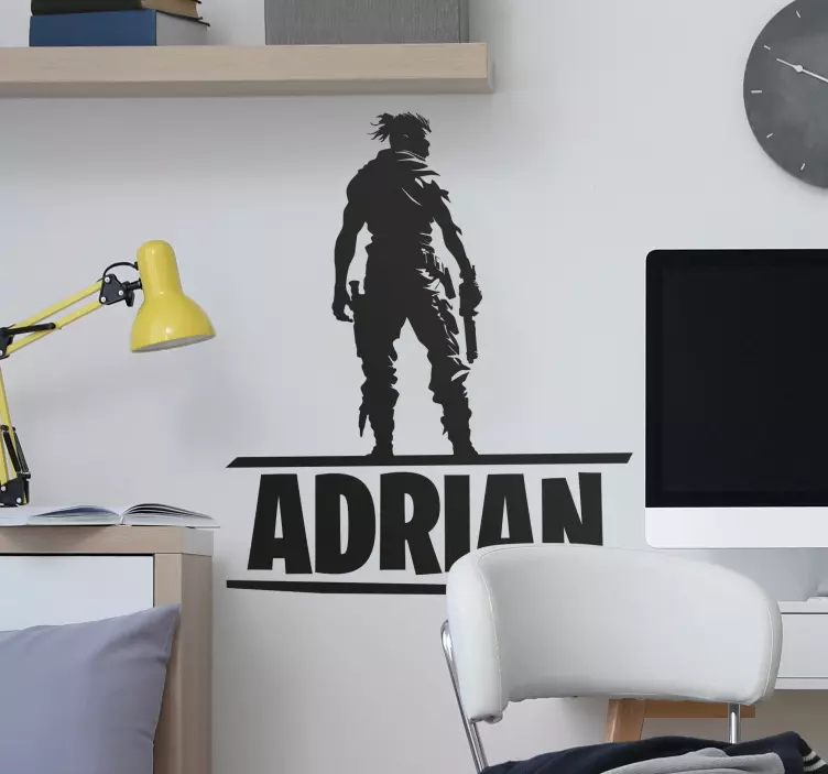 Autocolante de videojogos personagem de batalha com nomePersonage - TenStickers