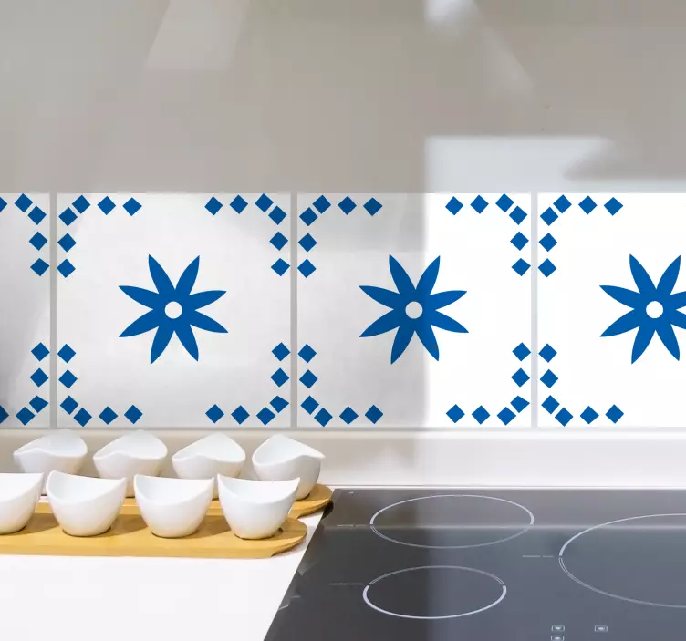 Autocolantes azulejos decorativos Flor azul delfts - TenStickers