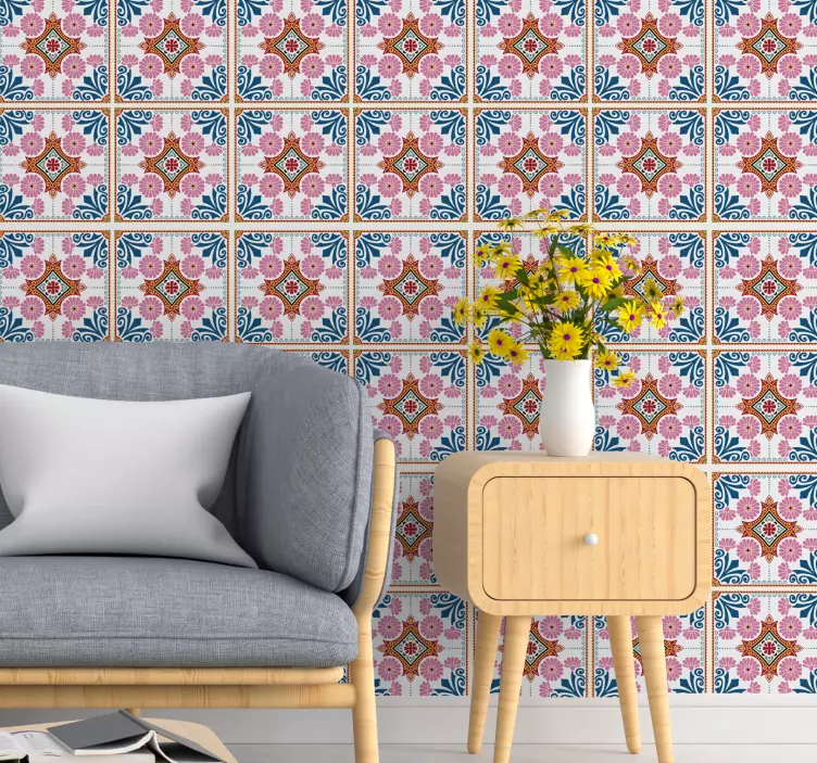 Autocolantes azulejos decorativos Flores diversas coloridas - TenStickers