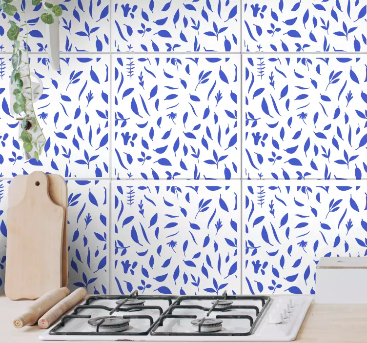 Autocolantes azulejos decorativos Folhas azuis - TenStickers