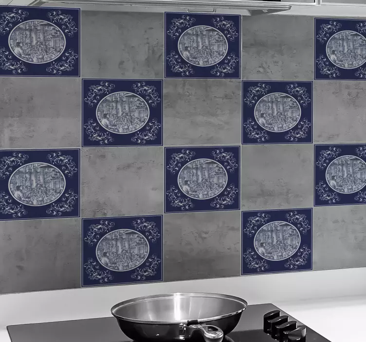 Autocolantes azulejos decorativos O azul atinge as pessoas na mul - TenStickers