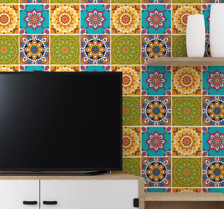 Autocolantes azulejos decorativos Pacote colorido de mandala - TenStickers