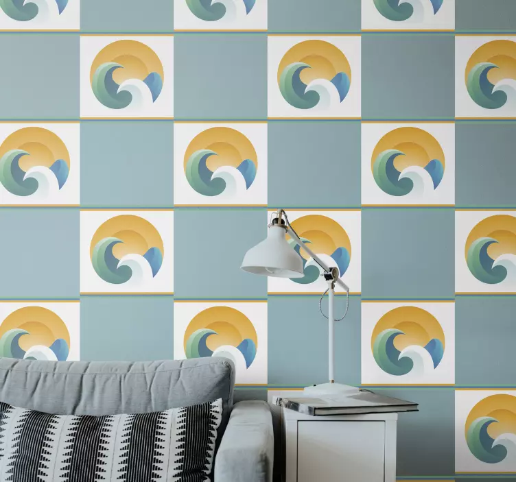 Autocolantes azulejos decorativos Sol e ondas - TenStickers