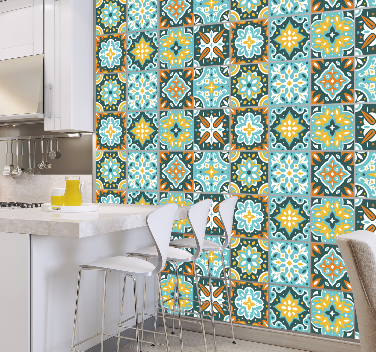 Autocolantes azulejos decorativos Telhas de cimento ravio colorid - TenStickers