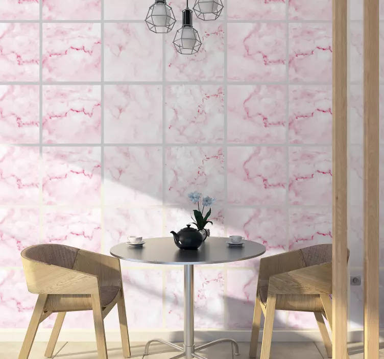 Autocolantes azulejos decorativos Telhas de mármore rosa - TenStickers