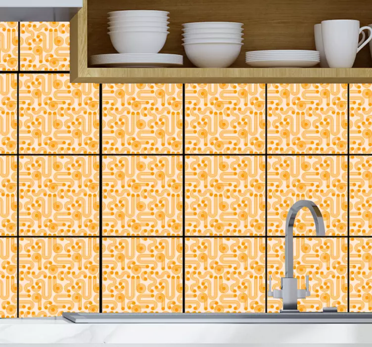 Autocolantes azulejos decorativos Telhas geométricas laranja - TenStickers