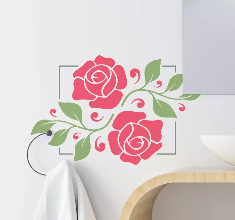 Espelhos decorativos autocolantes Moldura de flores românticas - TenStickers