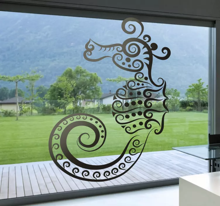 Autocolante abstrato cavalo marinho - TenStickers