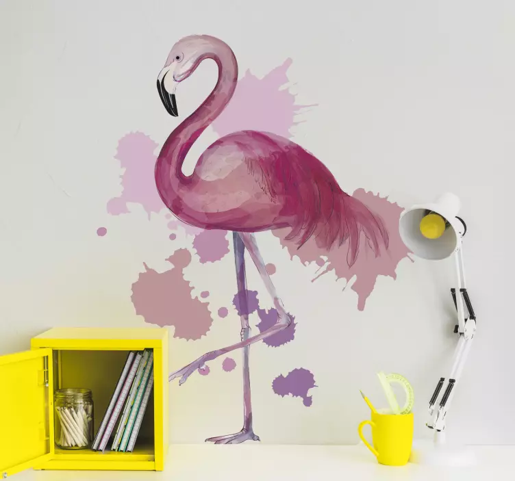 Autocolante animal arte splash de flamingo - TenStickers