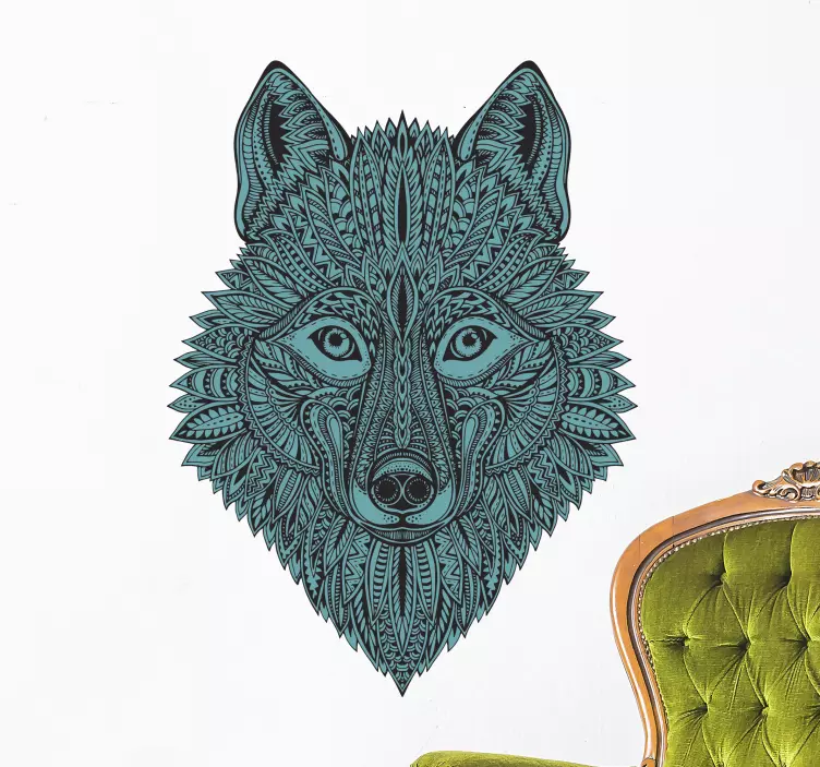Autocolante animal com motivo de lobo intricado - TenStickers