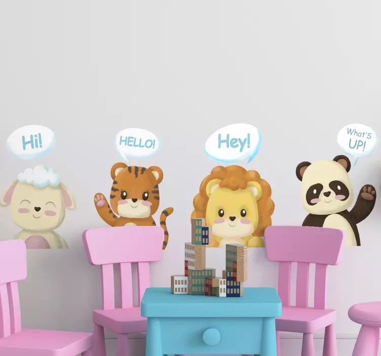 Autocolante animal saudações de animais fofos - TenStickers