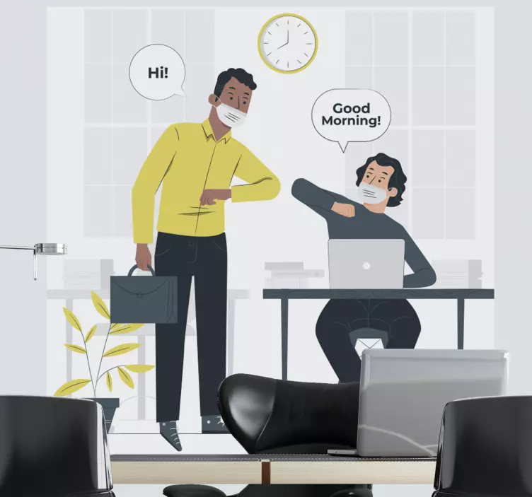 Autocolante animal saudações matinais no escritório - TenStickers