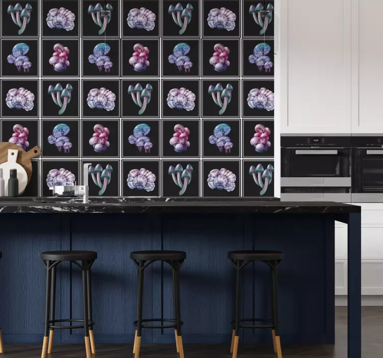 Autocolante com azulejos cogumelos mágicos - TenStickers