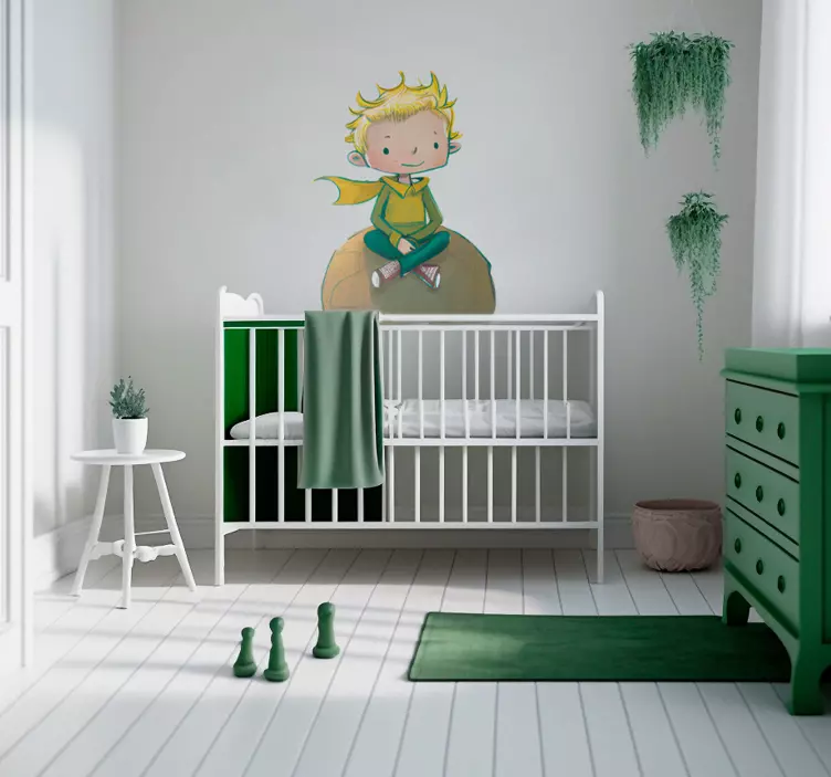 Autocolante decorativo cartoon Criança sentada planeta - TenStickers