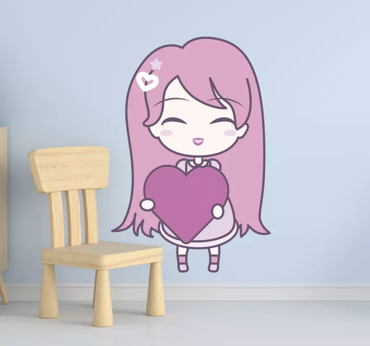 Autocolante decorativo cartoon Garota de anime trazendo amor - TenStickers