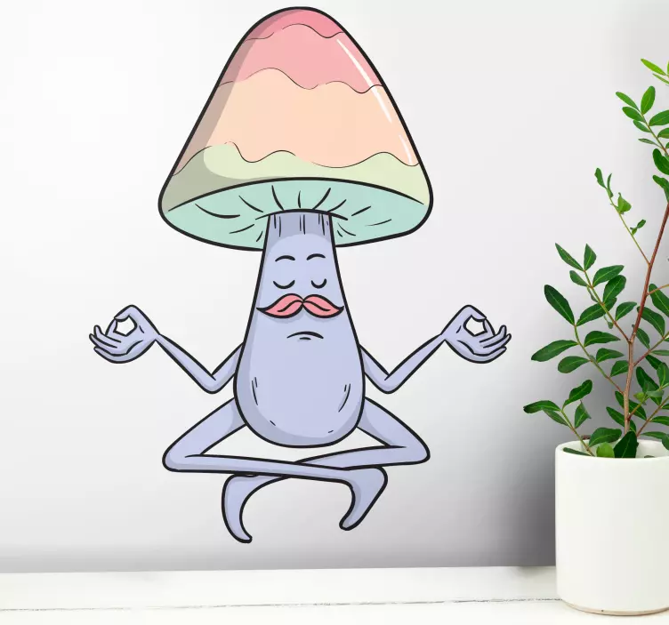Adesivo plantas cogumelo meditador - TenStickers