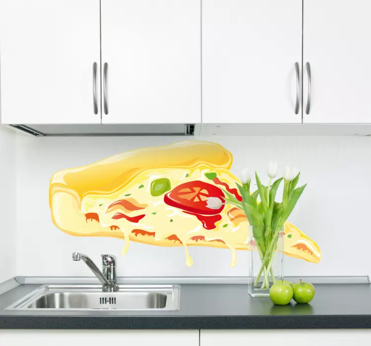 Autocolante de comida de fatia de pizza de tomate e queijo - TenStickers