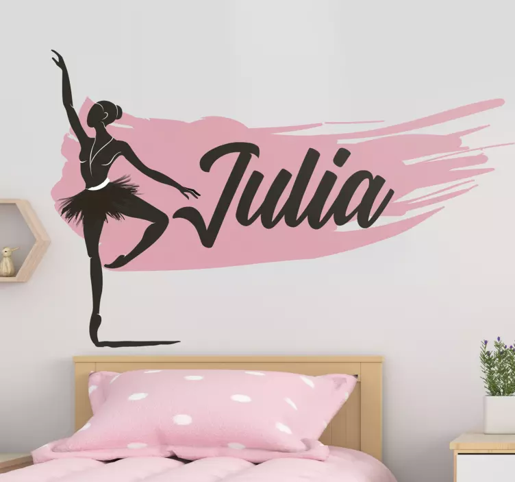 Autocolante de dança bailarina com nome personalizável - TenStickers