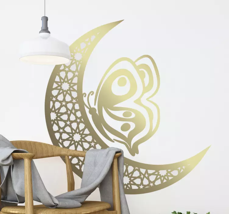 Autocolante de animais Borboleta em lua de mandala - TenStickers