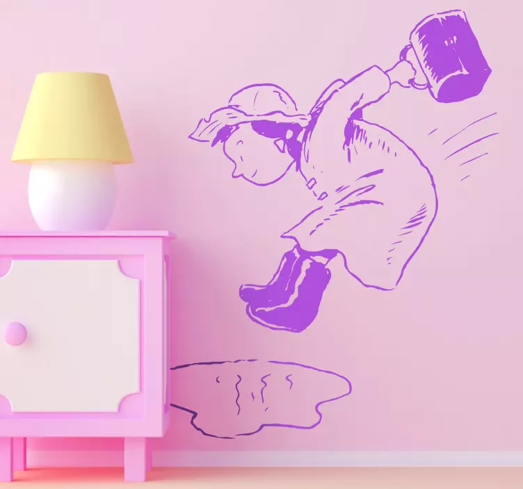 Autocolante de menina pulando na poça - TenStickers