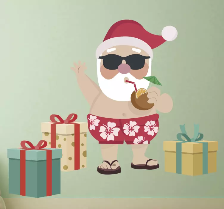 Autocolante de natal Pai Natal cool - TenStickers