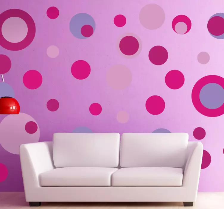 Autocolante de parede circulos rosa - TenStickers