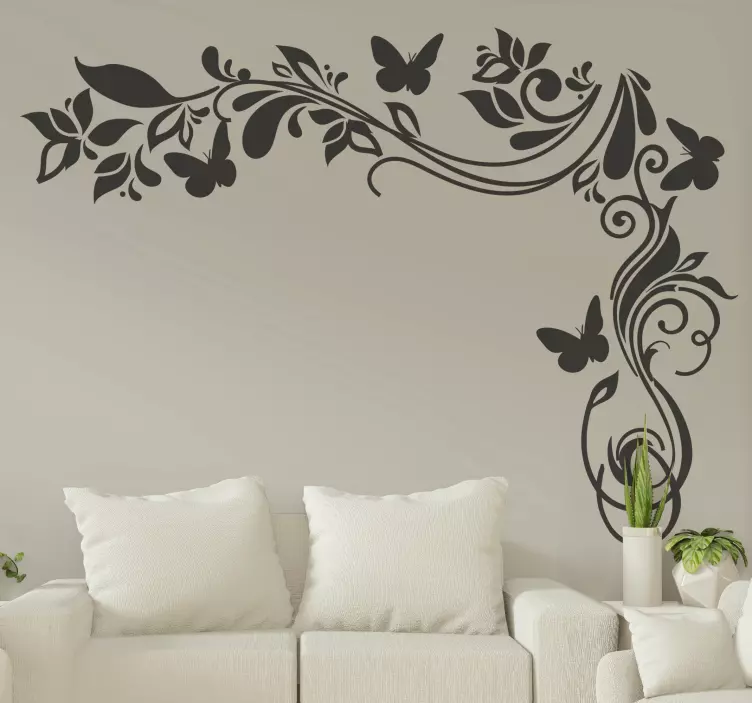 Autocolante de parede ornamental canto floral - TenStickers
