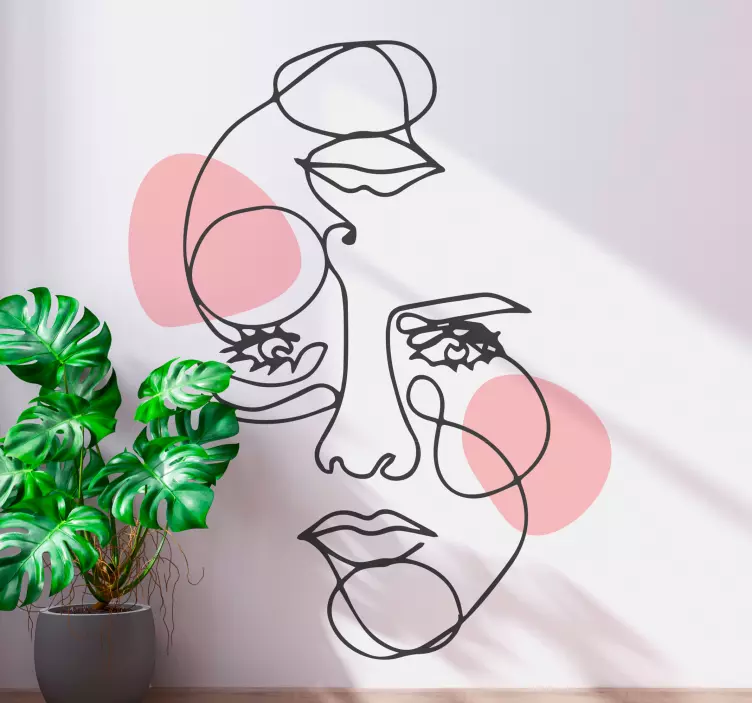 Autocolante Rosto de mulher com linhas mínimas - TenStickers