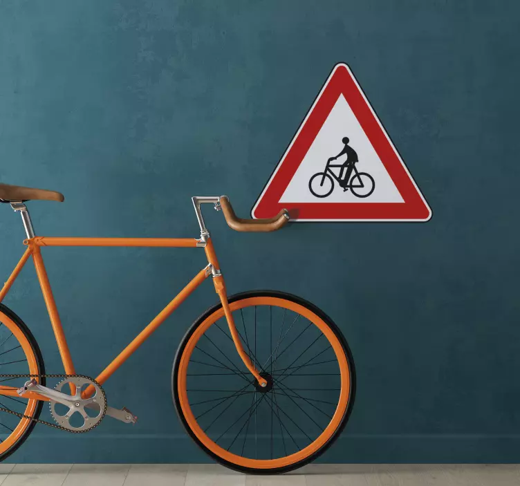 Autocolante de sinais de trânsito cuidado com ciclista - TenStickers