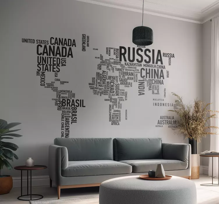 Autocolante de texto Mapa Mundo - TenStickers