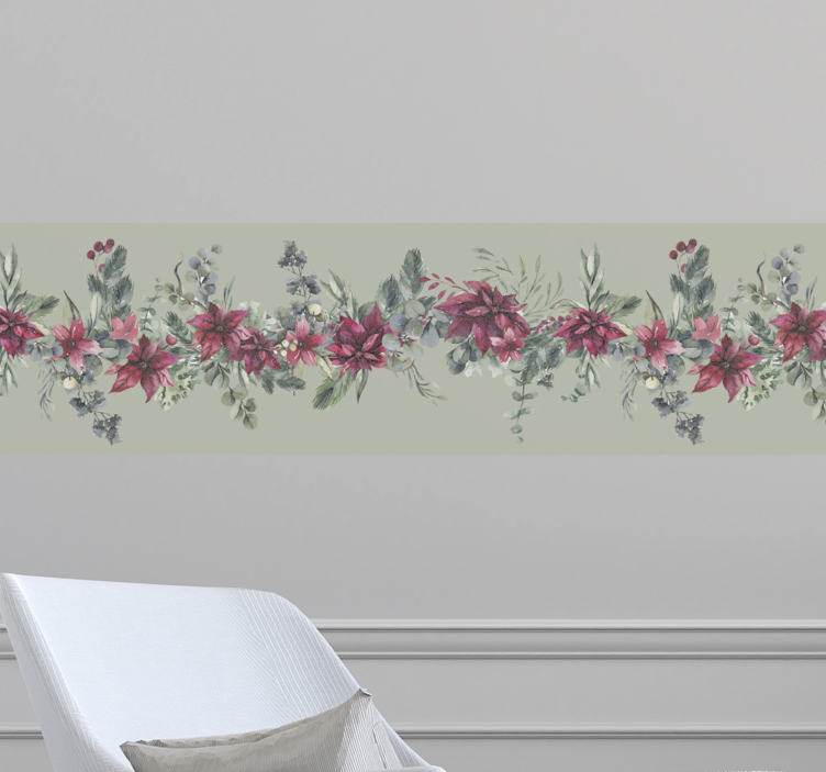 Autocolante azulejo Borda com flores vermelhas - TenStickers