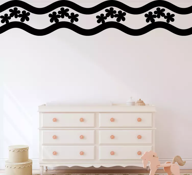 Autocolante azulejo Padrão de monocolor de flores e ondas - TenStickers