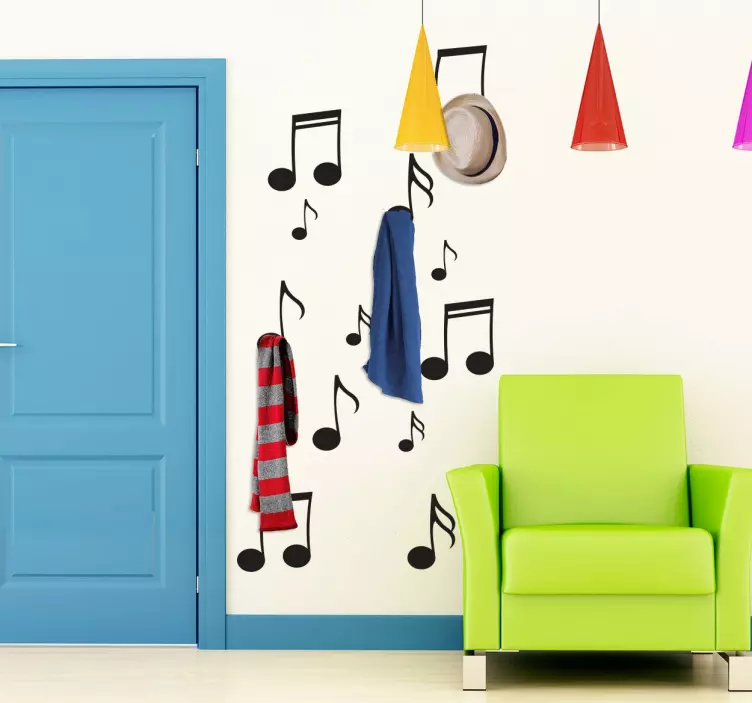 Autocolante decorativo cabide notas musicais - TenStickers