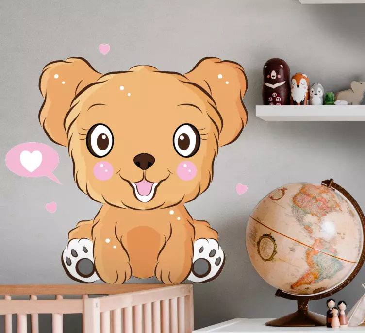 Autocolante com cães e gatos Ilustração de cachorrinho fofo - TenStickers