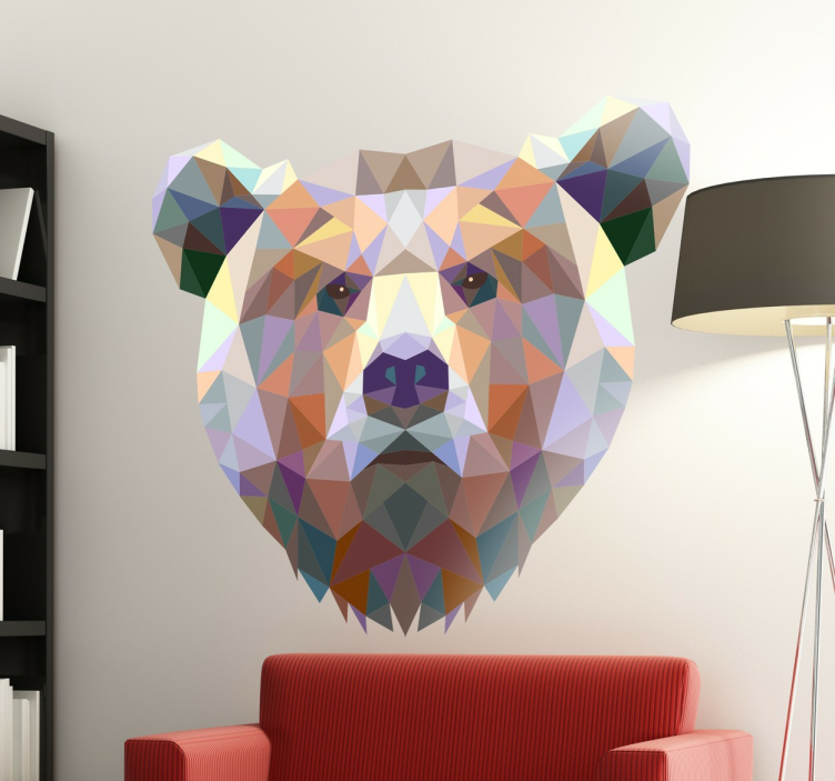 Autocolante decorativo cara de urso geométrico - TenStickers