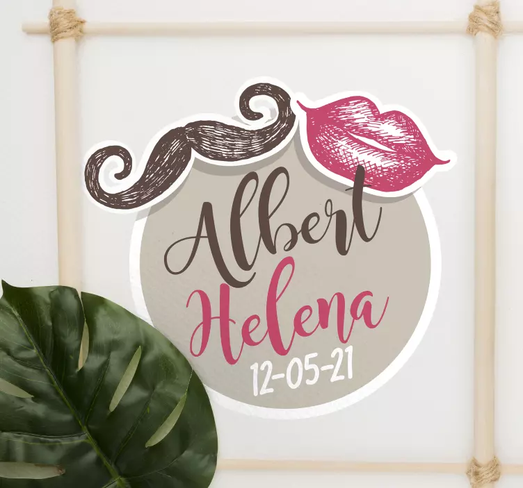 Vinil decorativo de casamento Bigode e lábios - TenStickers