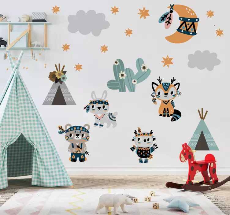 Autocolante de ilustrações animais de estilo indiano - TenStickers