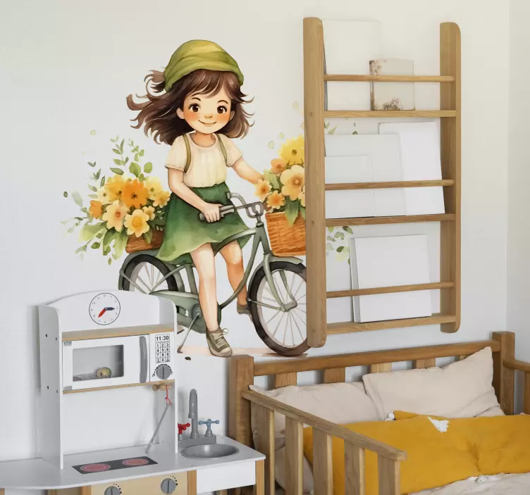Autocolante de ilustrações menina andando de bicicleta - TenStickers
