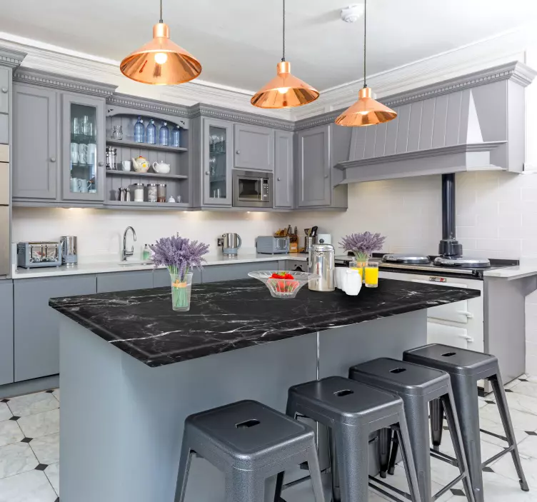 Autocolante de padrões com texturas encimera de mármore preto - TenStickers