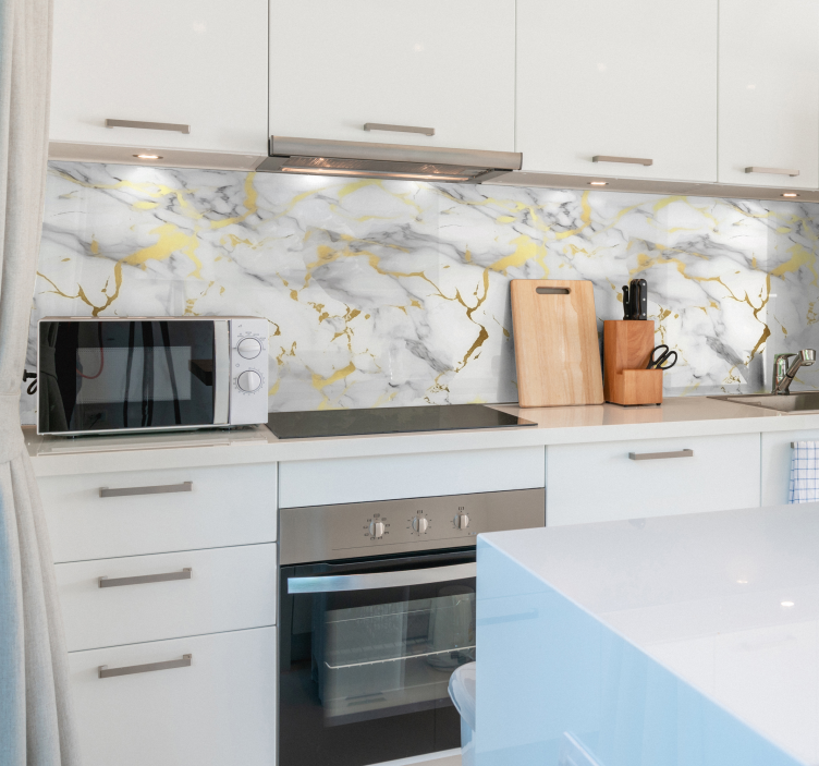 Autocolante de padrões com texturas mármore branco com veios dour - TenStickers