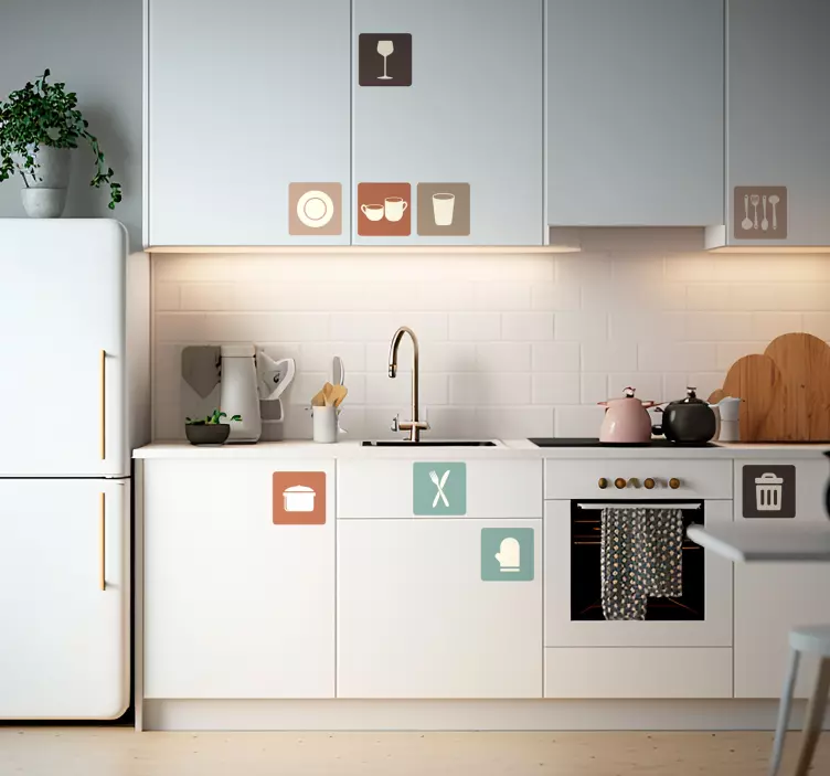 Vinil decorativo de utensílios de cozinha Ícones de armários de c - TenStickers
