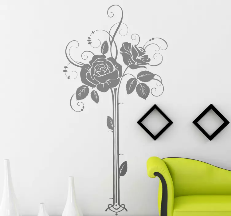 Autocolante decorativo floral Art deco roses - TenStickers