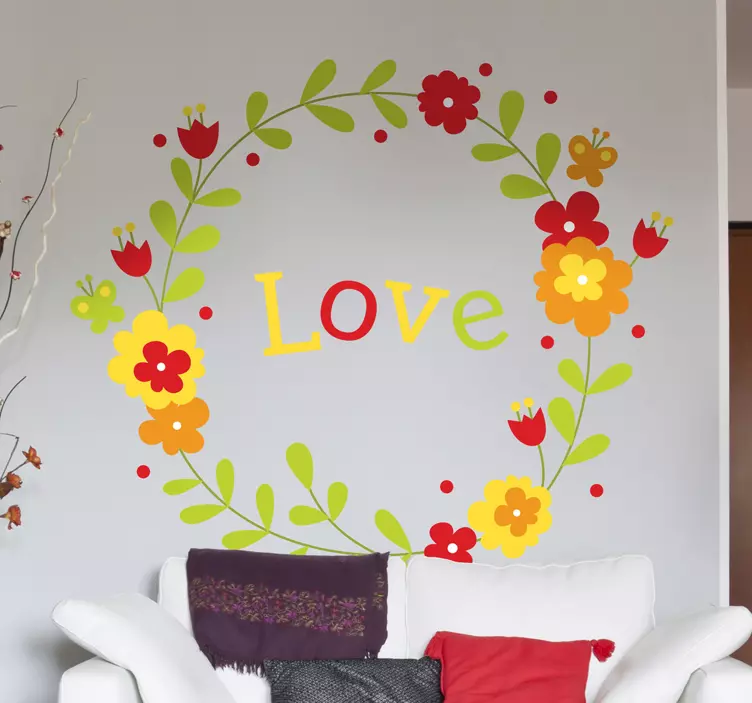 Vinil decorativo floral grinalda de flores de amor - TenStickers