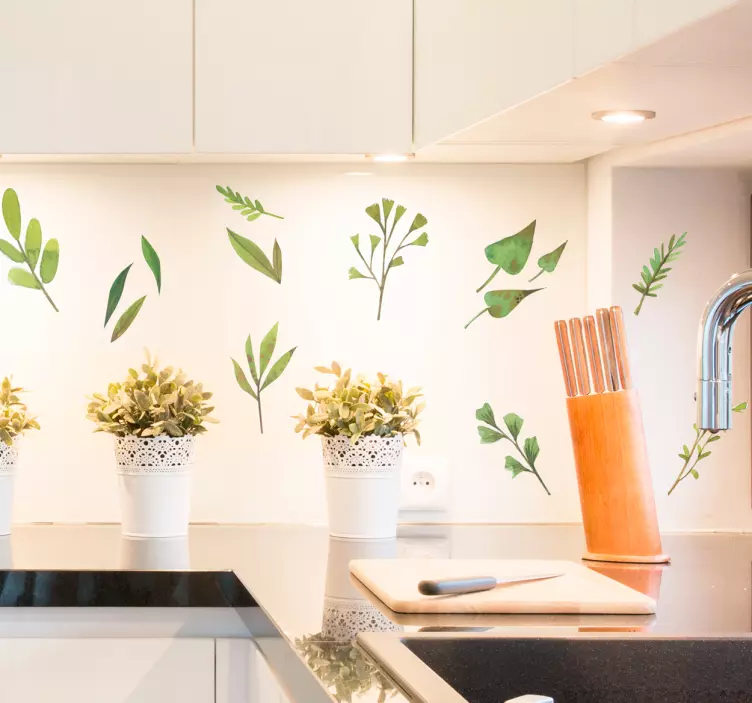 Autocolante decorativo folhas aquarela - TenStickers