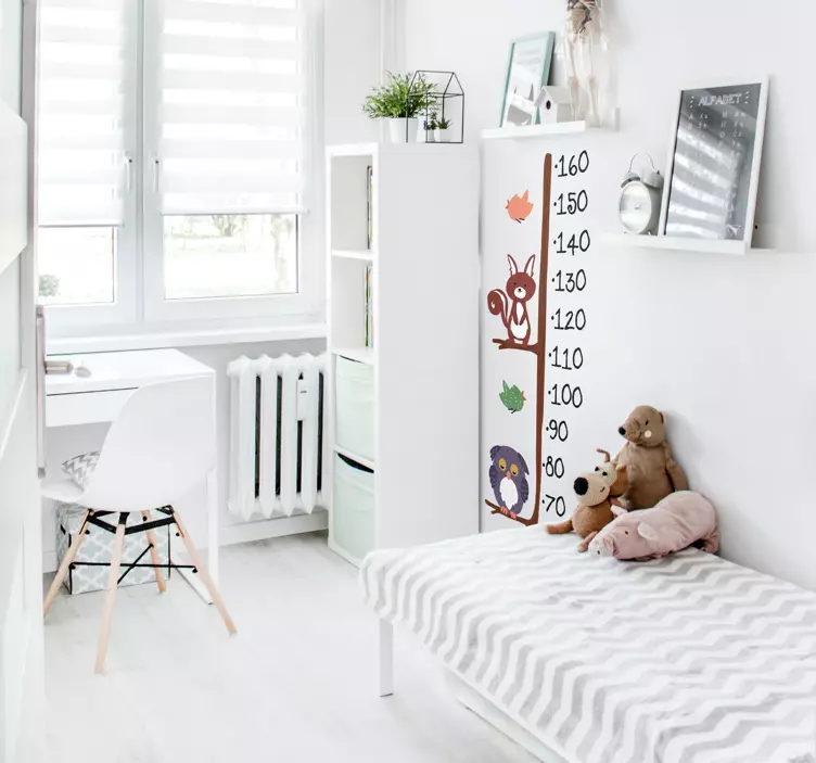 Adesivo medidor de alturas Gráfico de altura coruja e coelho - TenStickers