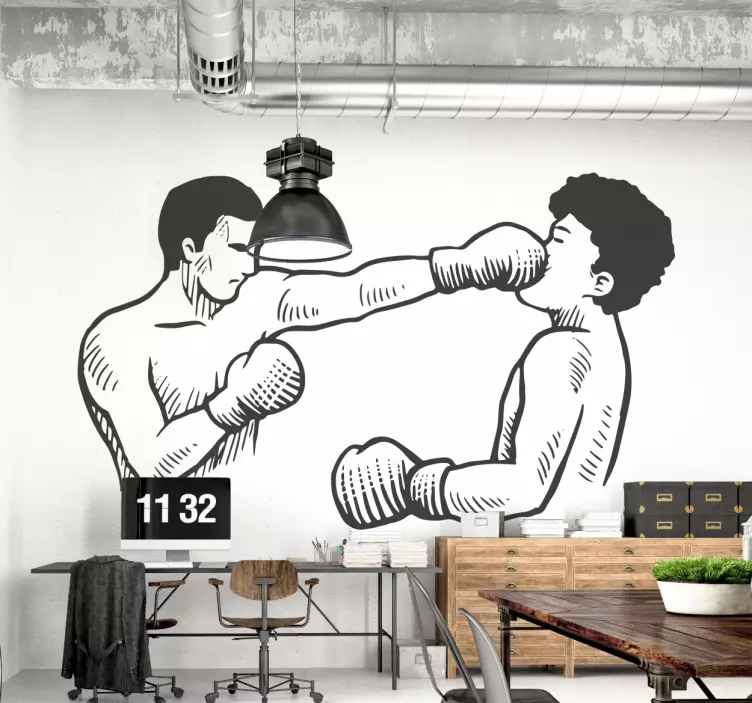 Autocolante decorativo ilustração boxe antigo - TenStickers